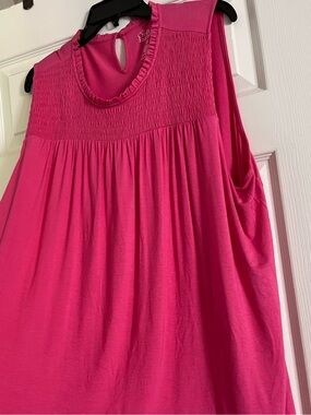 croft & barrow Hot Pink Sleeveless Ruffle Neck Tank